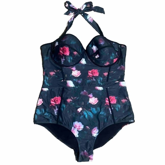 Noblesse Oblige ModCloth The Pippa Floral One Piece Swimsuit 4X - Picture 1 of 11